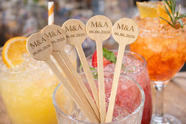 Agitateurs à cocktails personnalisés – Bois naturel