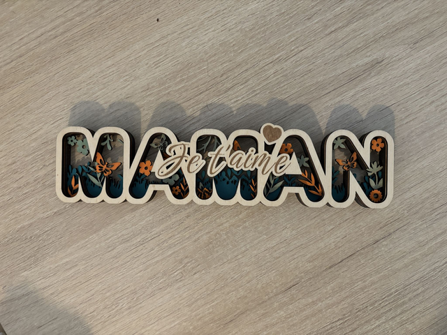 Mot décoratif « Maman je t'aime » en 4D