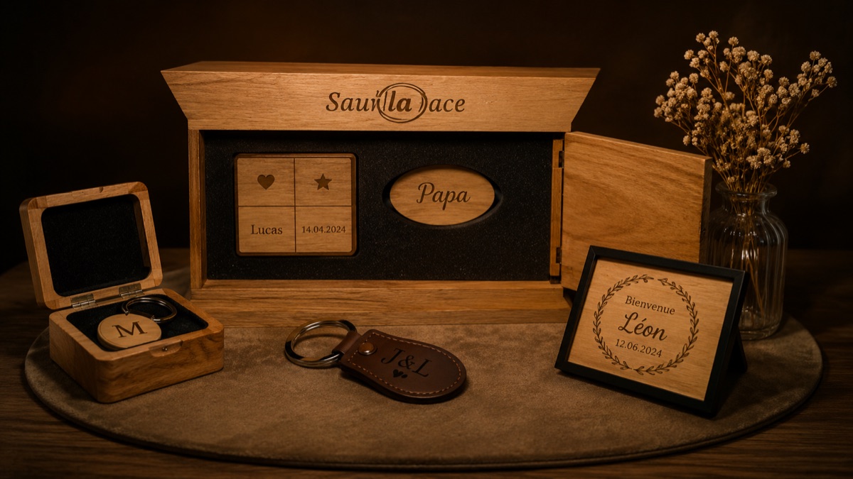 Coffret personnalisé en bois gravé