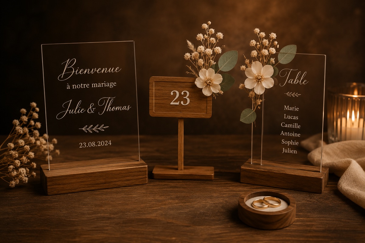Décoration mariage en bois